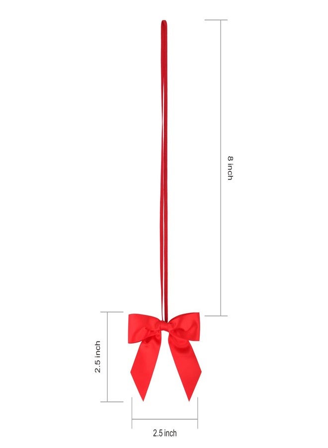 Meseey 50pcs 8 Inch Stretch Elastic Loops with Pre-Tied Red Ribbon Bows for Gift Wrapping,Baby Showers, Weddings, Christmas Boxes (8", Red) - Image 2